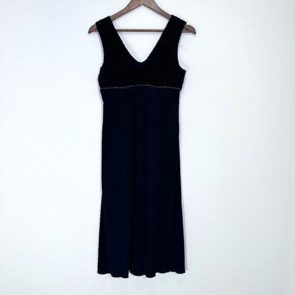 Byer Too! 90s Y2K Babydoll Whimsigoth Black‎ Crushed Velvet Rose Midi Dress Med